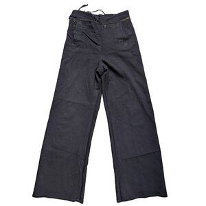 Vintage US Navy Pants Mens 29 Naval Clothing Factory 50s Black Wool Front Snaps